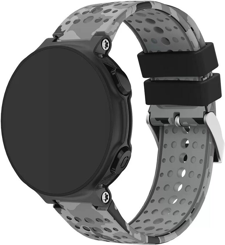 INF Camouflage Silikon Uhrenarmband kompatibel mit Garmin Forerunner 220/230/235/620/630 - 15mm Camouflage grau