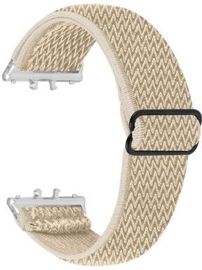 Everyday Crate Honor Watch X5 Elastic Nylon Watch Band Wave Pattern Woven Watch Strap With Silver Connector apricot