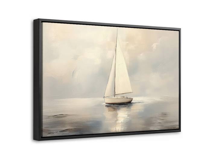 MuchoWow Leinwand Bilder mit Rahmen - Segelschiff - Meer - Bewölkt - 60x40, Creme, Rechteckig, 60x40 cm, gerahmt, Bilder & Rahmen, Bilder, Leinwandbilder
