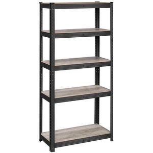 Songmics Schwerlastregal 5 Holzböden, 130kg Fachlast, schwarz, 150 x 75 x 30cm