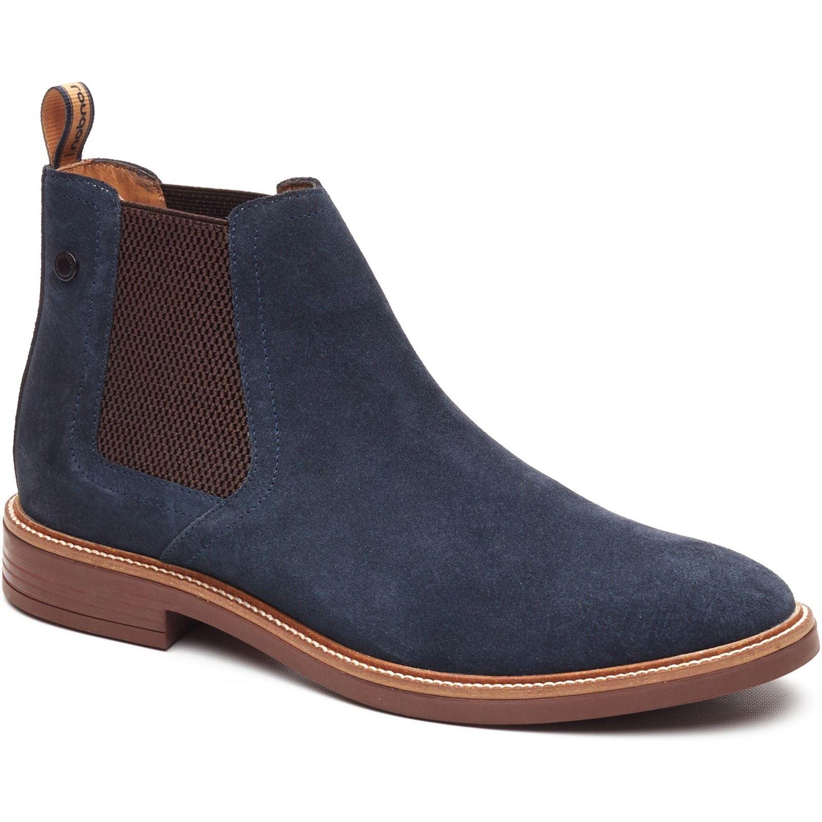 Base London Sussex Chelsea-Stiefel Leder Herren Marineblau Boots