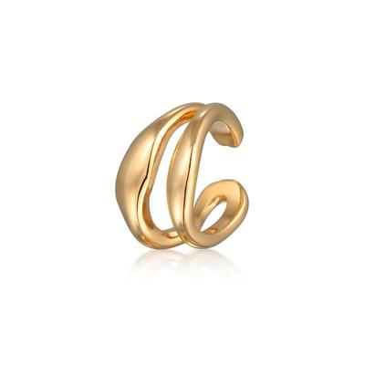 Paar Ohrklemmen ELLI PREMIUM "Ohrringe Earcuff Single Ohrklemme Organic Design 925 Silber" Gr. 14, gold, Ohrringe, Damen, 14, Silber 925 (Sterlingsilber)