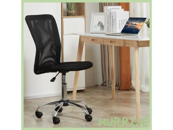 Cocosity Chaise De Bureau Ergonomique Fauteuil De Bureau Hauteur Réglable Piètement Chromé Pivotant 360° Revêtement Maille Noir