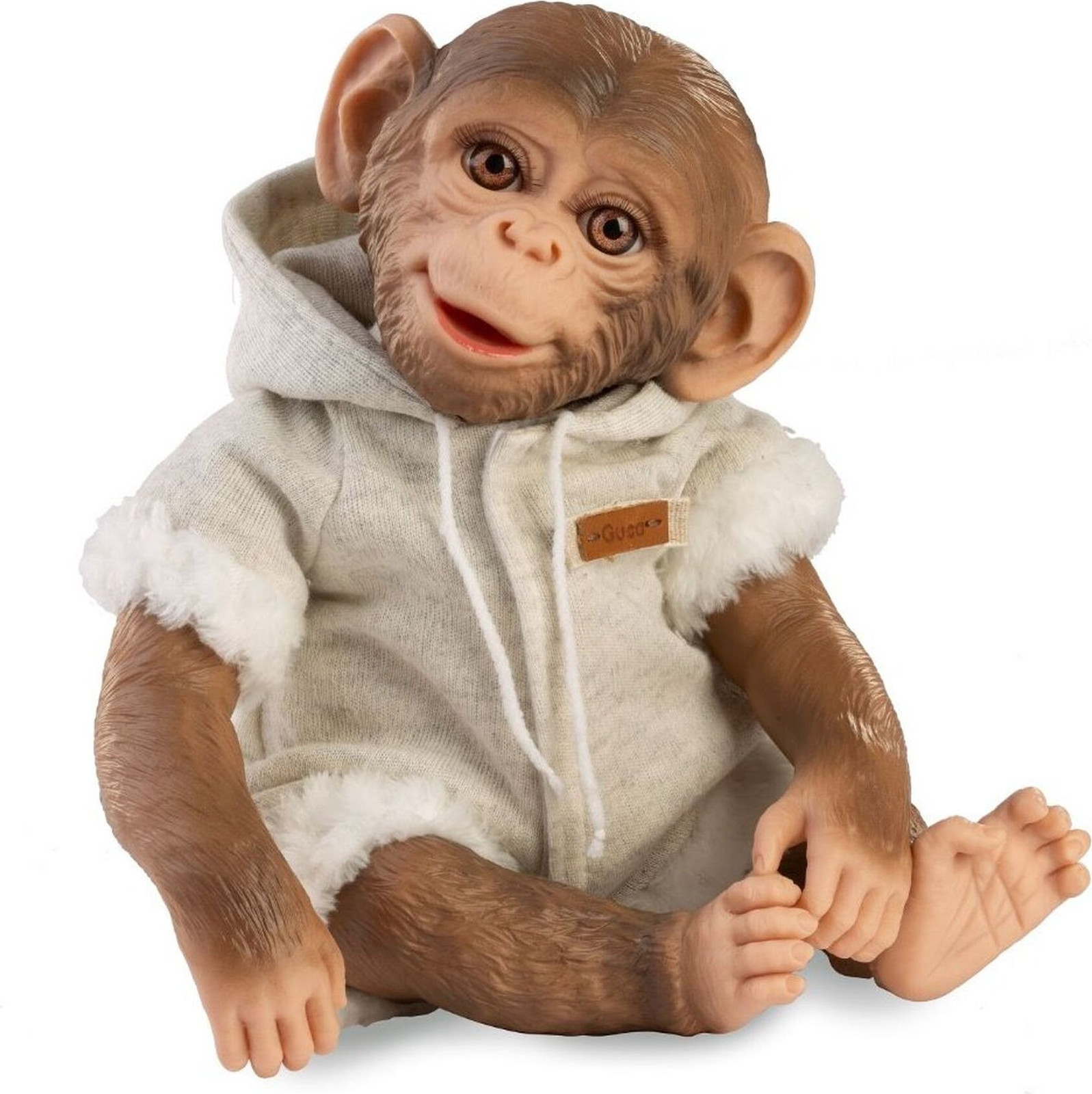 Guca Reborn Pop Apenmodel met Stoffen Lichaam, Beige, One Size