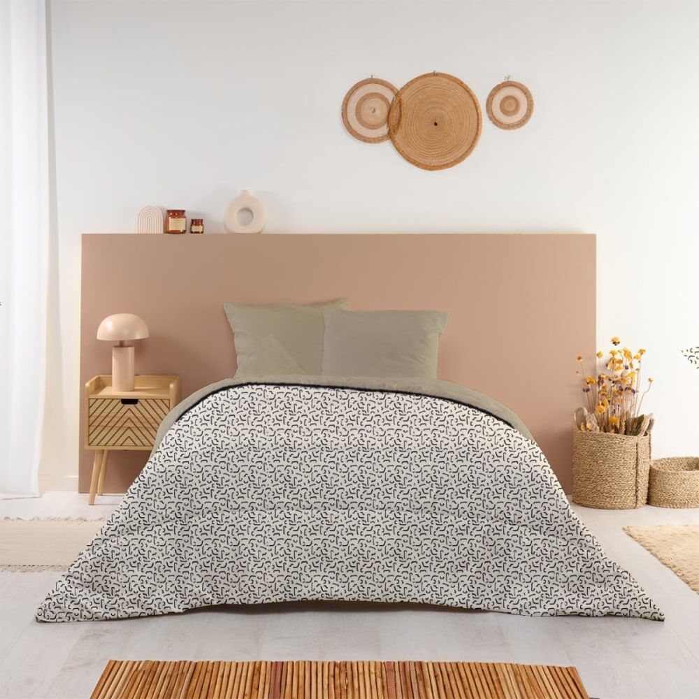 Bleu Câlin Couette imprimée chaude microfibre réversible 200x200cm Beige 200x0x200cm