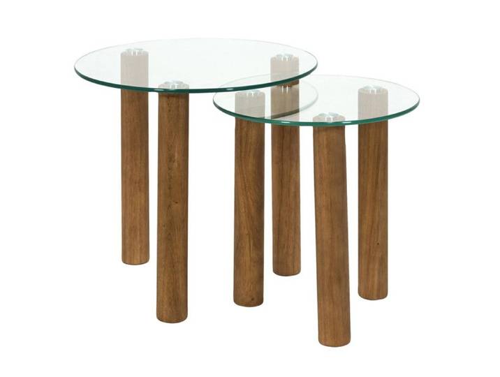 Table d'appoint - HOME DECO FACTORY - Verre Trempé - Marron