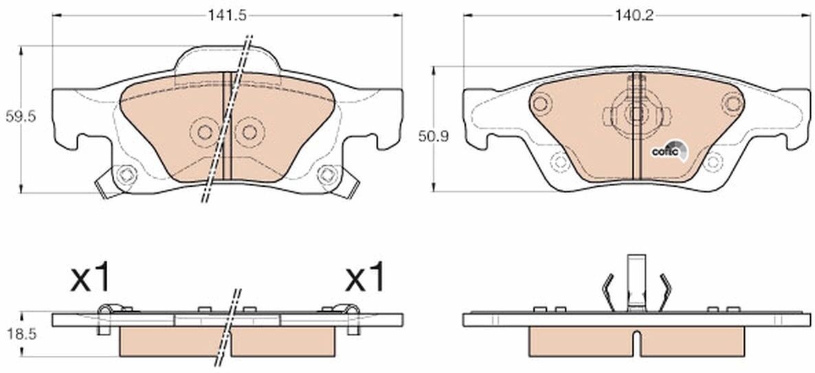 Bremsbelagsatz TRW GDB4448, Hinten