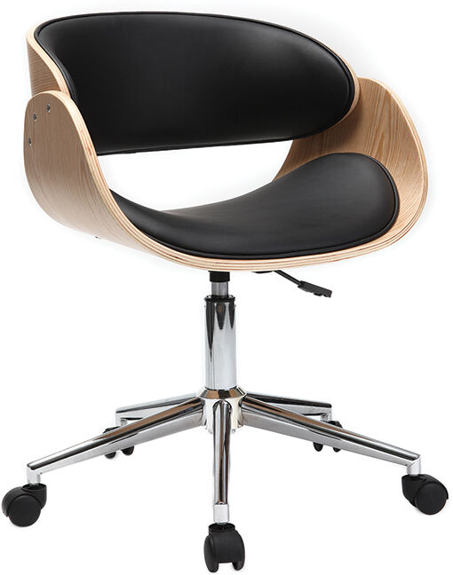 Miliboo Design-Stuhl Rollen Schwarz und Helles Holz BENT