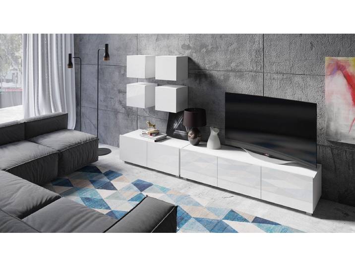 Designer Wohnwand Puccini - Weiß-Weiß - Luxusbetten24