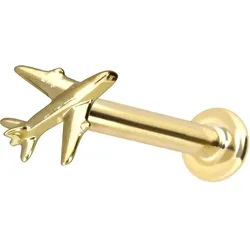 14 Karat Gold Labret mit Innengewinde FLUGZEUG