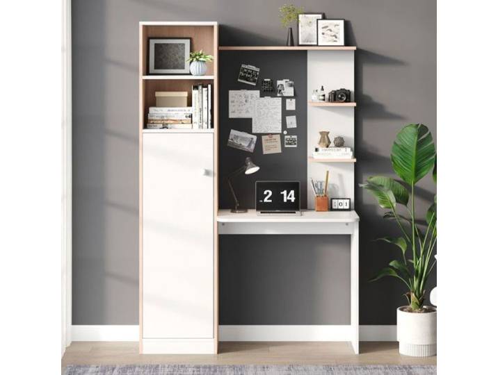 Bureau avec étagère et armoire 123x45x168cm design et bois meuble de rangement pour bureau maison salon ou chamb ARMOIRE DE BUREAU