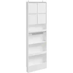 SoBuy Schuhschrank, Schuhregal, Schuhkommode mit 2 Türen Weiß 60x12x190cm Modern