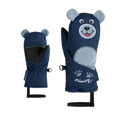 Fäustlinge ZIENER "LANIMALO-Z Kinder", Kinder, Gr. 2, blau (schwarz navy), Kunstfaser, Handschuhe Fäustlinge, wasserabweisend, windabweisend, atmungsaktiv