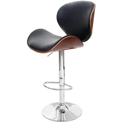 Décoshop26 - Barhocker Barstuhl gebogenes Holz Retro-Design Walnussoptik schwarzes PVC 04_0001218