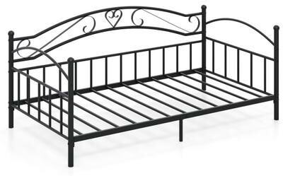 Costway Twin Size Metal Daybed Frame with Headboard for Bedroom-Black