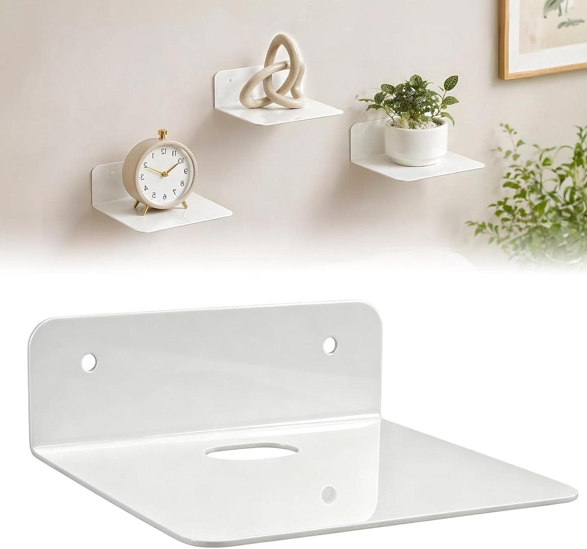 Wit Zwevende Wandplank voor Decoratie - 125 cm