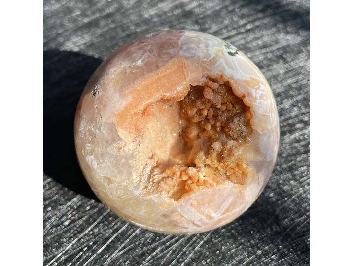 Sphère d'agate Sakura rose en améthyste naturelle, 354g, boule à dents ouvertes, décoration, sphère de Quartz polie, guérison Reiki