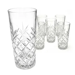 Relaxdays Longdrinkgläser, 6er Set, 300 ml, geschliffene Trinkgläser, spülmaschinenfest, Highball Gläser, transparent