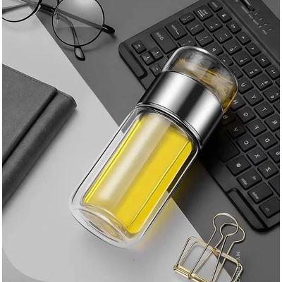 Useful Little Things Double Wall Glass Tea Tumbler With Infuser silver 9.47 Fl Oz