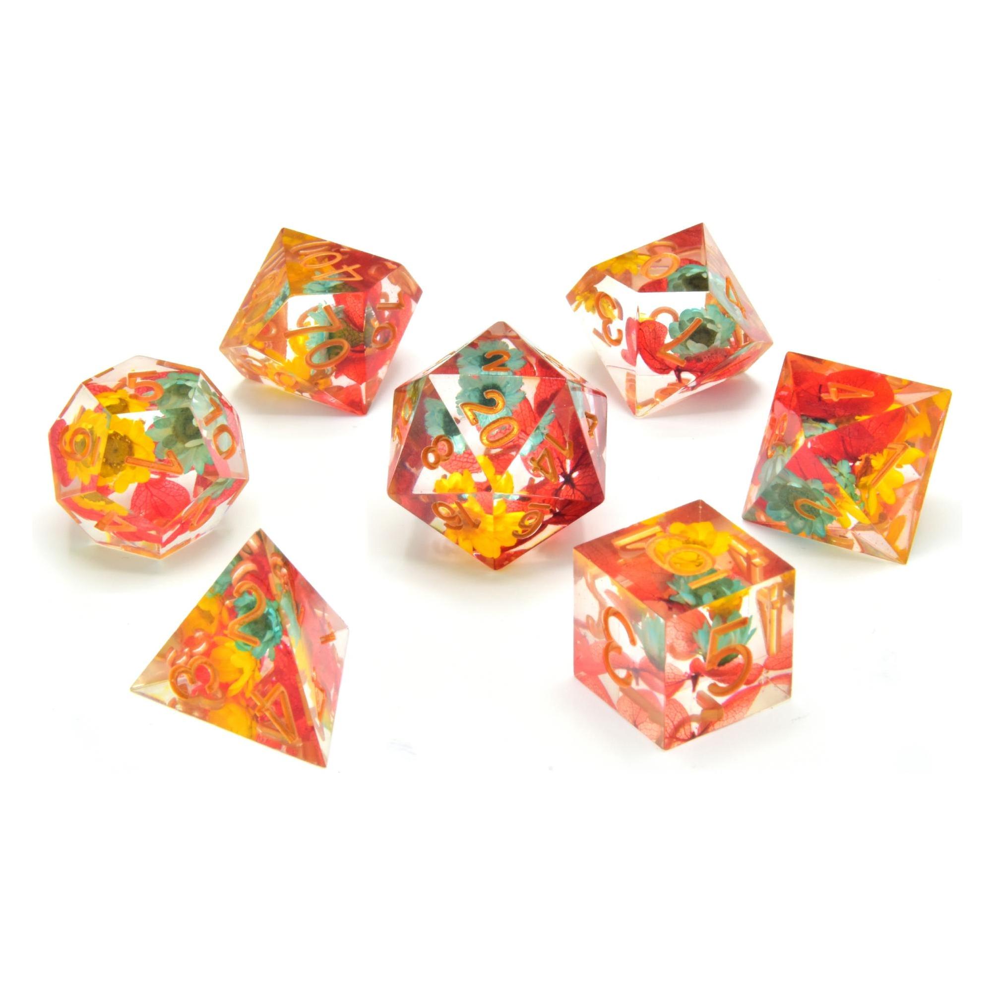 Glass Staff Meadow Bloom Sharp Edge Resin RPG Dice Set (70382329)