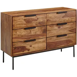 WOHNLING Kommode 117x80x42 cm Sheesham Massivholz / Metall