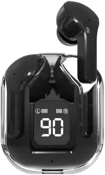 Uplifted Trends Wireless Bluetooth Earphones With Transparent Design Sound & LED Digital Display Stereo Sound Earbuds For Ultimate Audio black