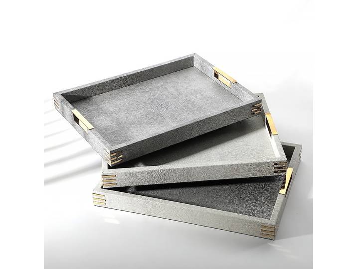 Palette de rangement en cuir avec poignée en métal, ornements de maison, salon, modèle de chambre, table basse, décoration de fruits, assiette à thé