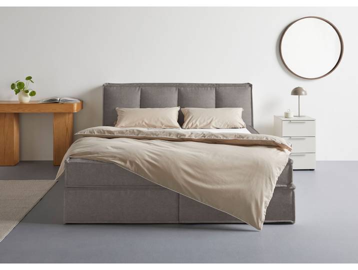 Boxspringbett, Grau, 190x230 cm, 100% Polyester, Inklusive Topper & 2 Matratzen, Klassisch/Modern, LeGer