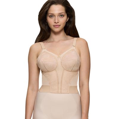 Lang-BH TRIUMPH "Doreen L02 X", Damen, Gr. 85, Cup E, beige (porcelain mousse), Microtouch, Obermaterial: 79% Polyamid, 13% Elasthan, 8% Baumwolle, BHs, mit Spitzendetails