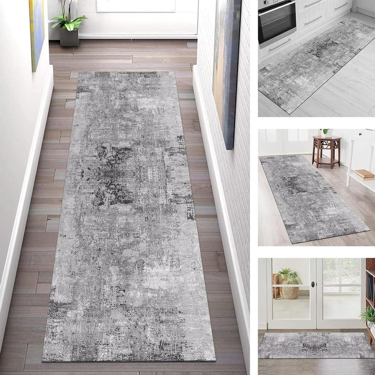 Keukentapijt Antislip Mat Grijs Zwart Abstract - Breedte: 60 cm, Diepte: 80 cm