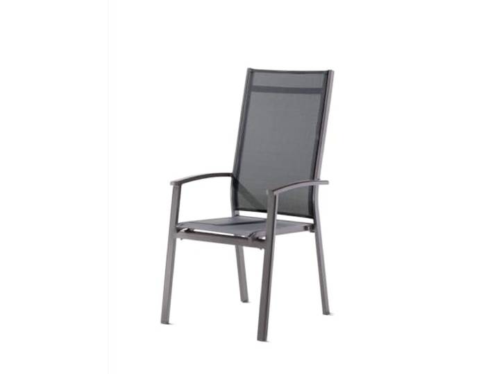 SIEGER Lima Hochlehner Stapelsessel für den Garten, Graphit/Eisengrau, aus Aluminium und Textilux® Kunstfasergewebe mit stufenlos Verstellbarer Rückenlehne Farbe eisengrau/Silbergrau