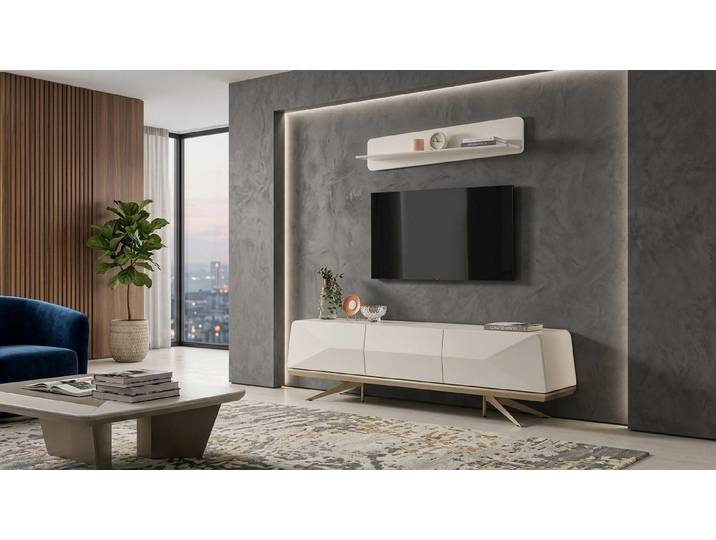 JVmoebel Wohnwand Wohnwand Schrank Regal Wohnzimmer Stil modern Farbe weiß praktisch, Made in Europa