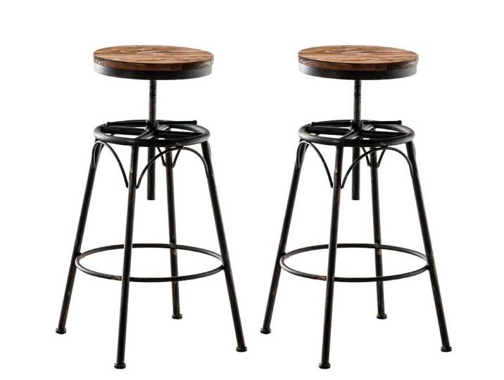 CLP Barhocker Beam (Set, 2er), Industrial, Vintage, höhenverstellbar