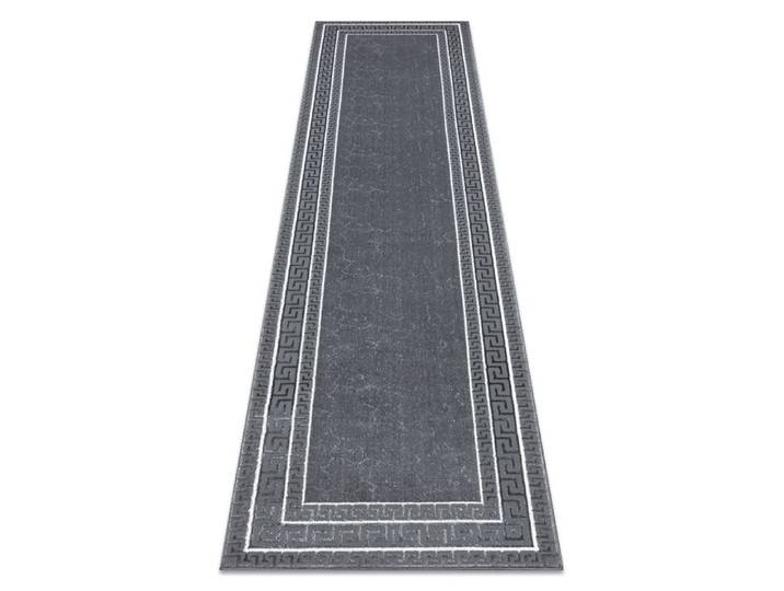 Tapis tapis de couloir ALLURE 1960 Clé grecque cadre - Structurel élégant glamour gris - 60x200 cm