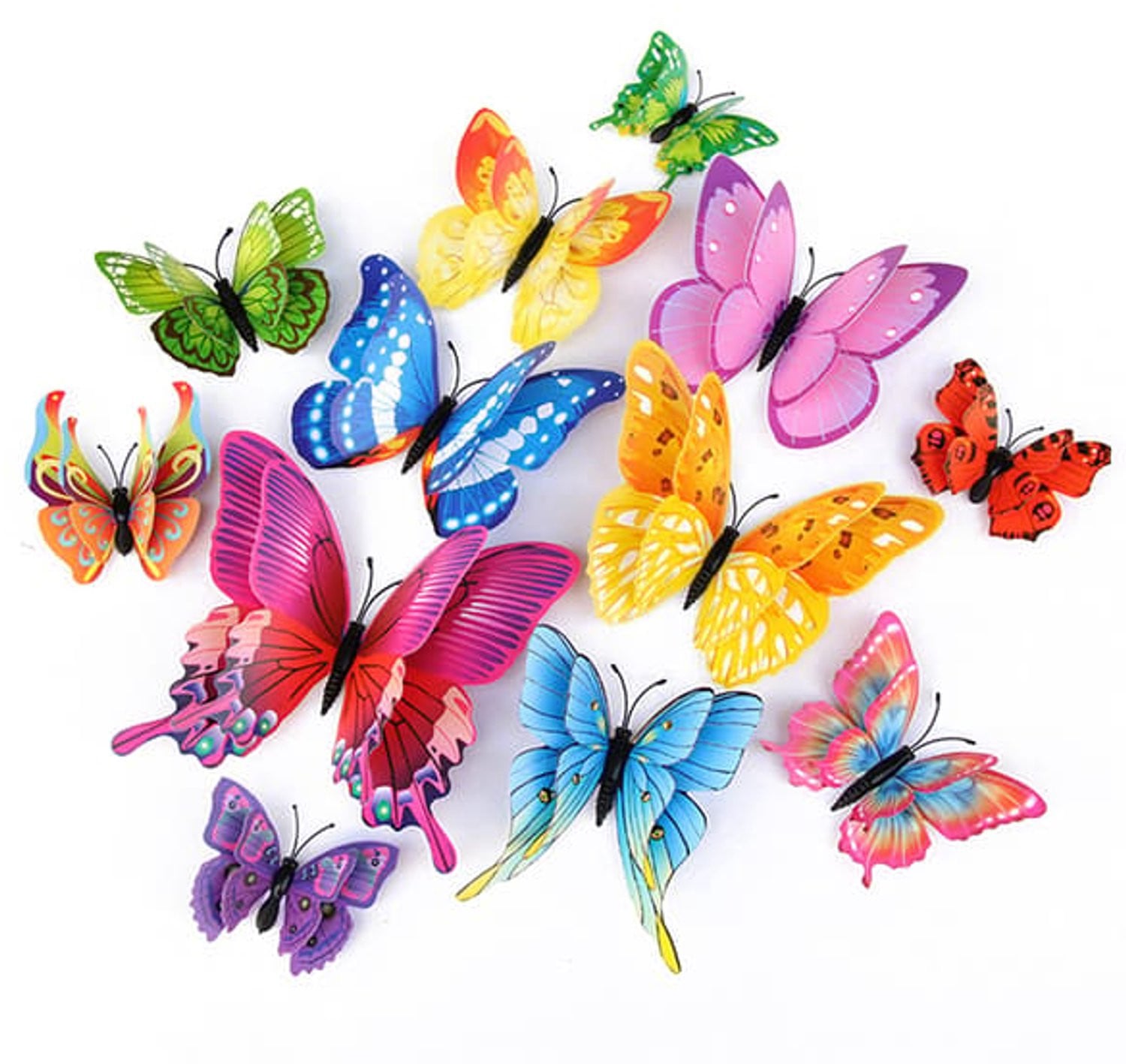 Set van 12 kleurrijke 3D vlinder muurstickers voor feestdecoratie