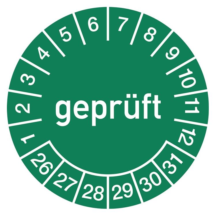 Moedel Mehrjahresprüfplakette Ø 15 mm geprüft 2026 - 2031 Folie (106726)