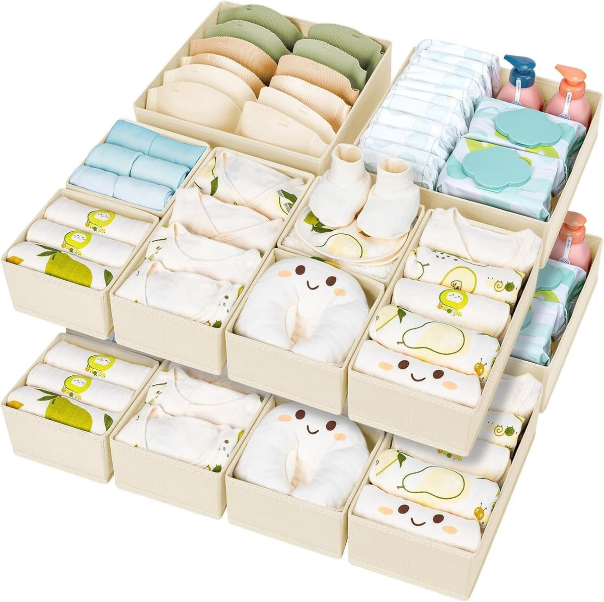 Set van 15 opvouwbare stoffen ladeorganizers voor kleding en sokken van ShopVlot