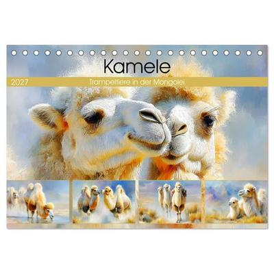 Kamele. Trampeltiere in der Mongolei (Tischkalender 2027 DIN A5 quer), CALVENDO Monatskalender