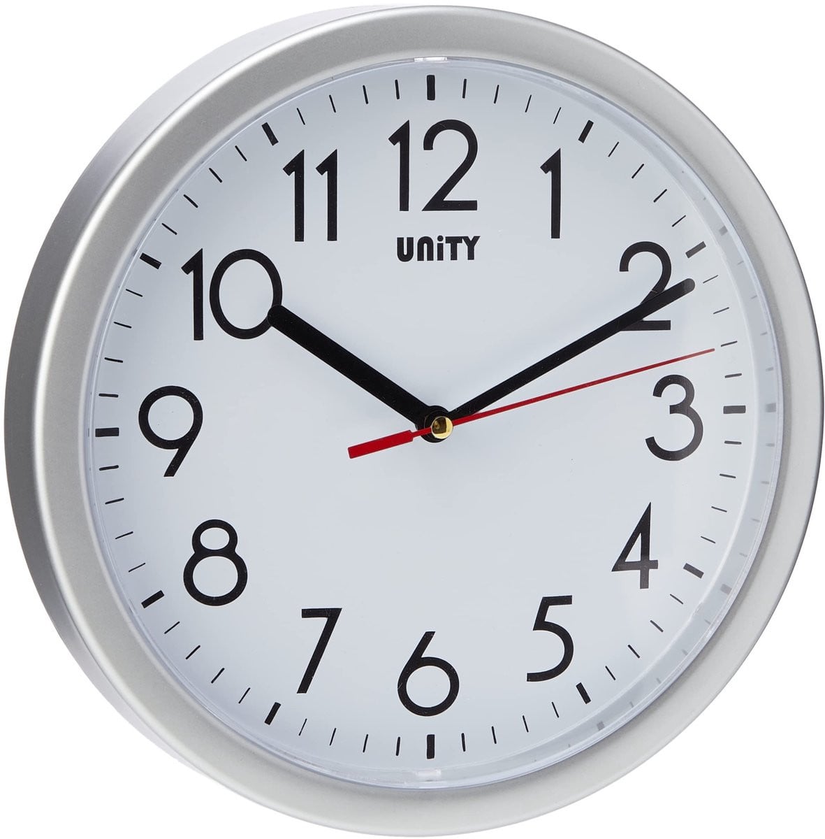 Omgoods Unity Wandklok - Analoge Moderne Stilte Klok - Zilver - Diameter: 22 cm