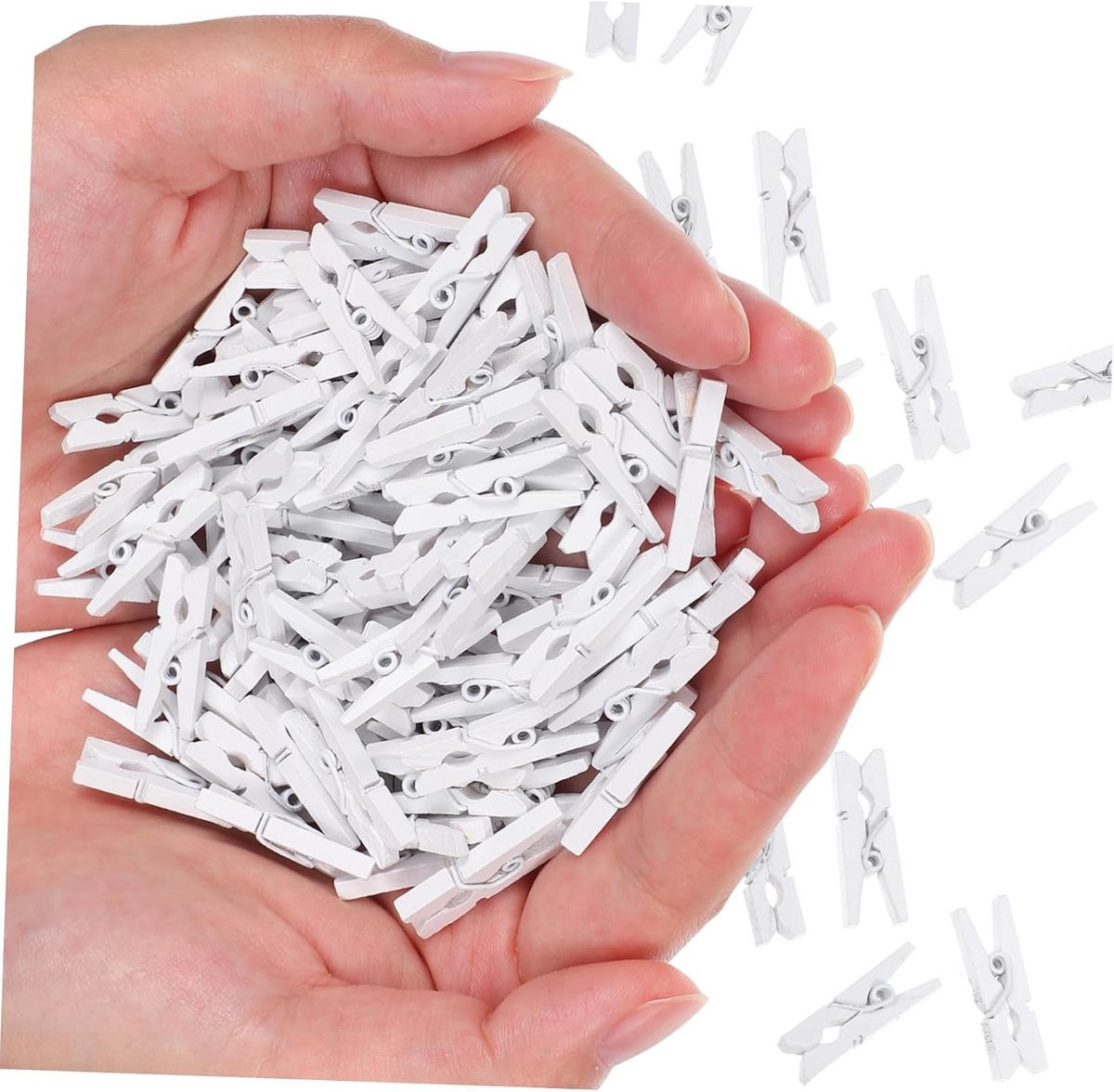 Houten Klemmen Decoratieve Clips Wit 100 Stuks