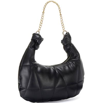 Handtasche VIVANCE "Schultertasche", Damen, Gr. B/H/T: 40cm x 20cm, schwarz, Lederimitat, unifarben, Taschen Handtasche, mit modischer Steppung, Minibag, Henkeltasche VEGAN