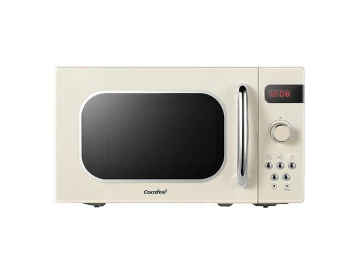 Comfee CMSRO 20 di cr Mikrowelle im Retro-Stil / Retro-Mikrowellenherd mit 8 Auto-Menüs, 5 Kochleistungsstufen, Express-Kochtaste,Express-Kochtaste, 20L, 800W, Apricot Cream