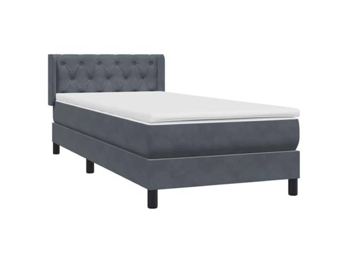 hliofuir Boxspringbett 80x220cm Dunkelgrau mit Matratze & Topper Samt Ergänzende Komplettausstattung fürs Schlafzimmer: Höhenverstellbares Kopfteil, Taschenfedern und waschbarer Bezug.