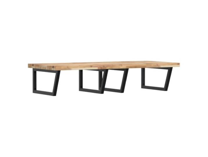 WEMYUFURN Waschbeckenregal Wandmontage Stahl und Akazienholz Schweberegal, Trapezform, zusätzlicher Stauraum, modernes Design, einfache Wandbefestigung