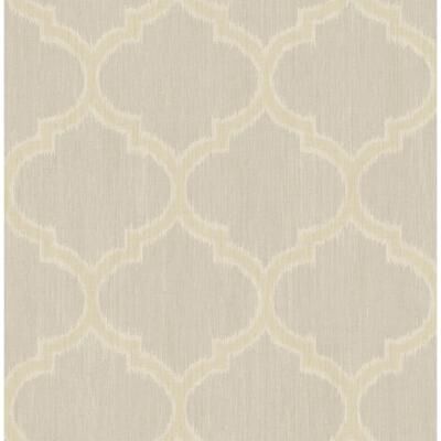 Seabrook Designs Salma Linen Lattice Unpasted Wallpaper