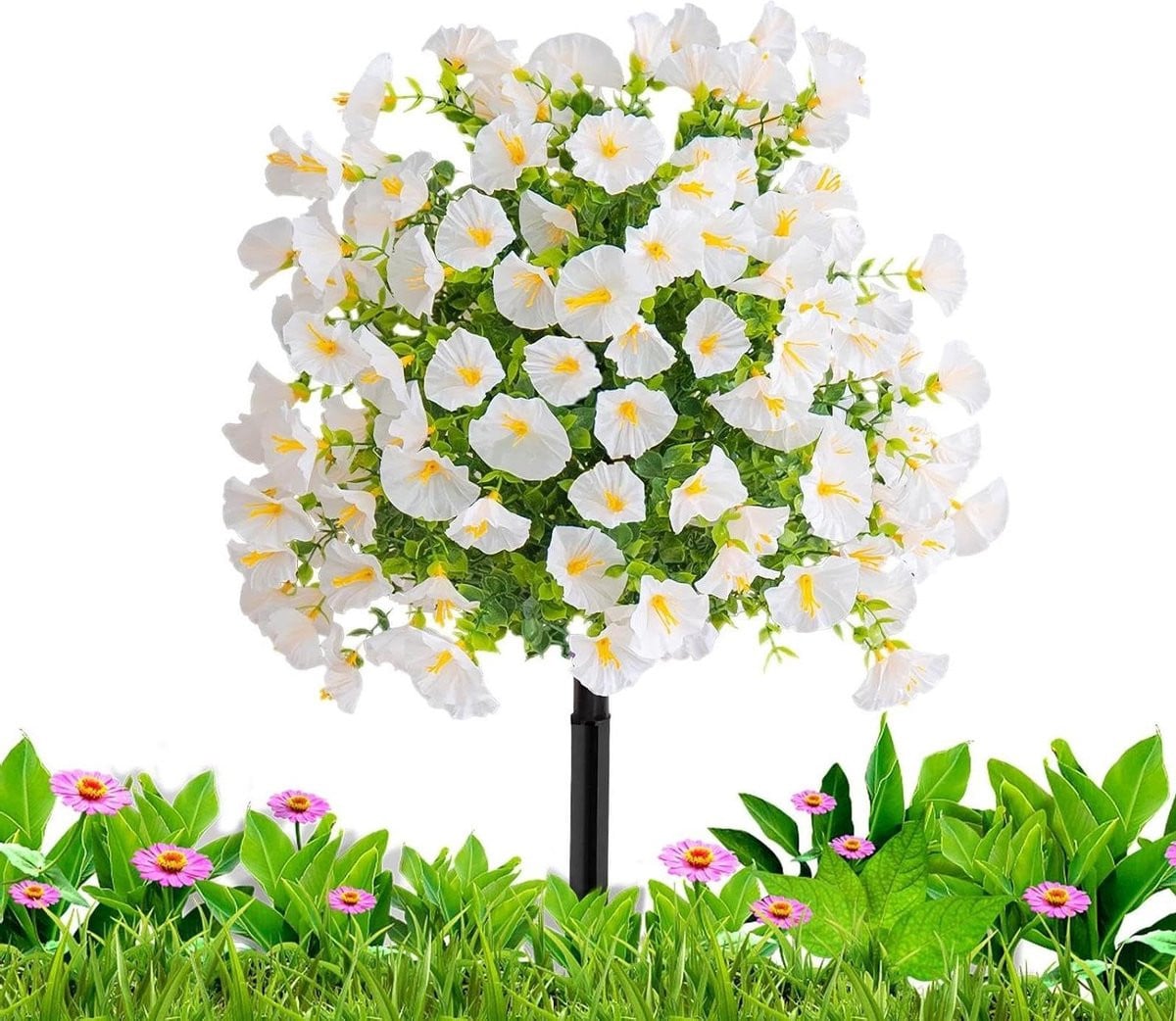 Wit UV-bestendige kunstbloemen met grondpennen voor buiten decoratie - 51 cm