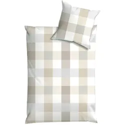 Dyckhoff Flanell-Bettwäsche Plaid grey/beige 155x220 cm + 80x80 cm