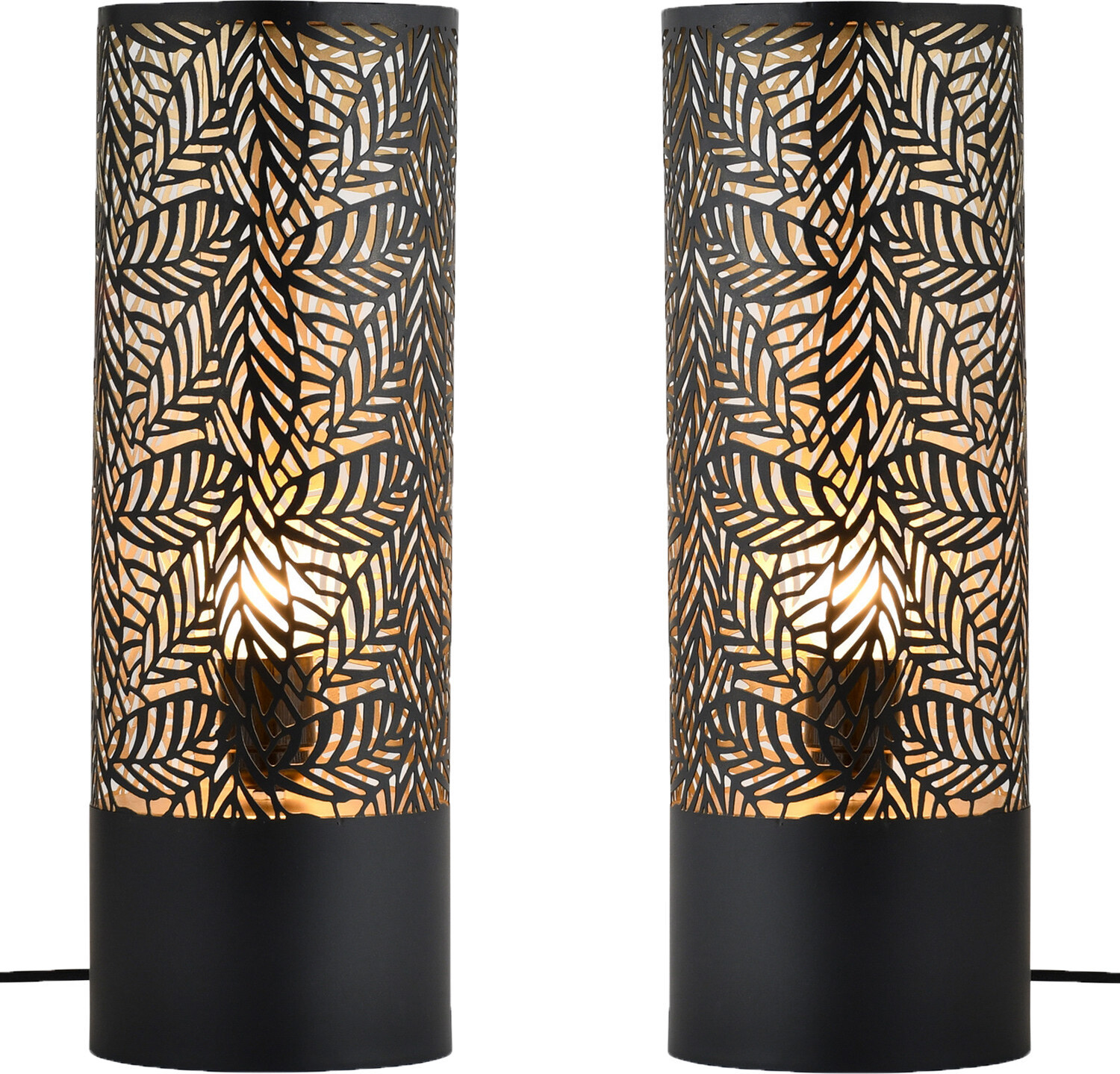 Set van 2 Marrakesch Orient & Mediterran decoratieve tafellampen, zwart