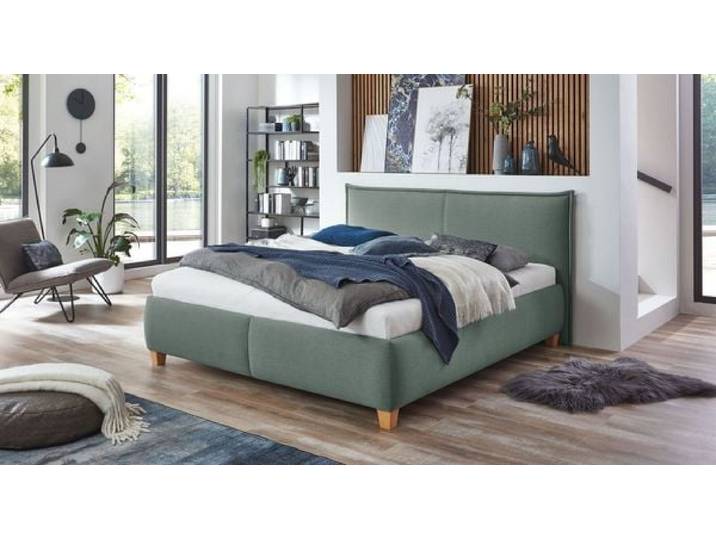 Polsterbett Adana Komfort Webstoff mit Bettkasten 180x200cm Blau klassischer Stil,