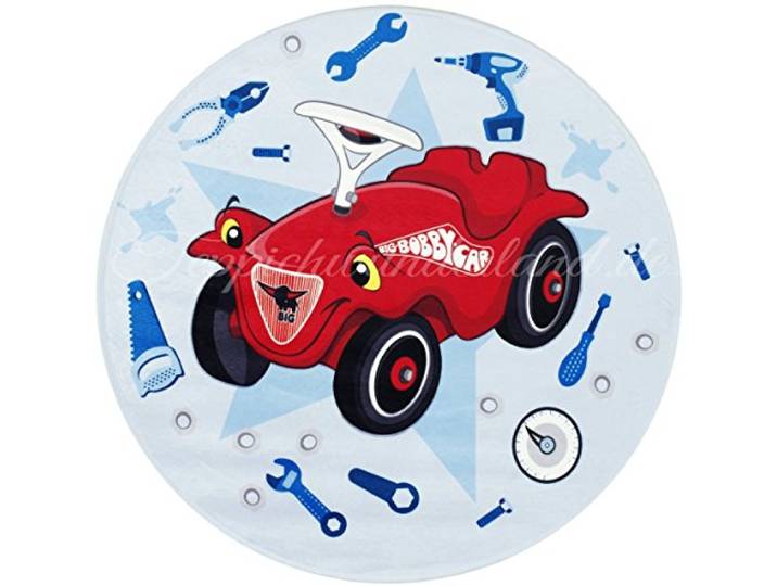 Moderner Kinderteppich Bobby Car - in Rund - Farbe: Hellblau, Maße: Ø100 cm Rund by Bobby Car